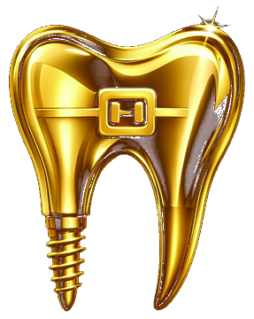 OrthoalignX logo: a gold tooth with an orthodontic bracket